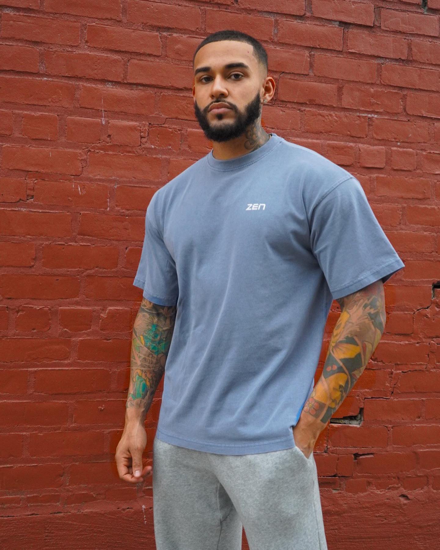 Everyday Washed Oversized Light Steel Blue T-Shirt